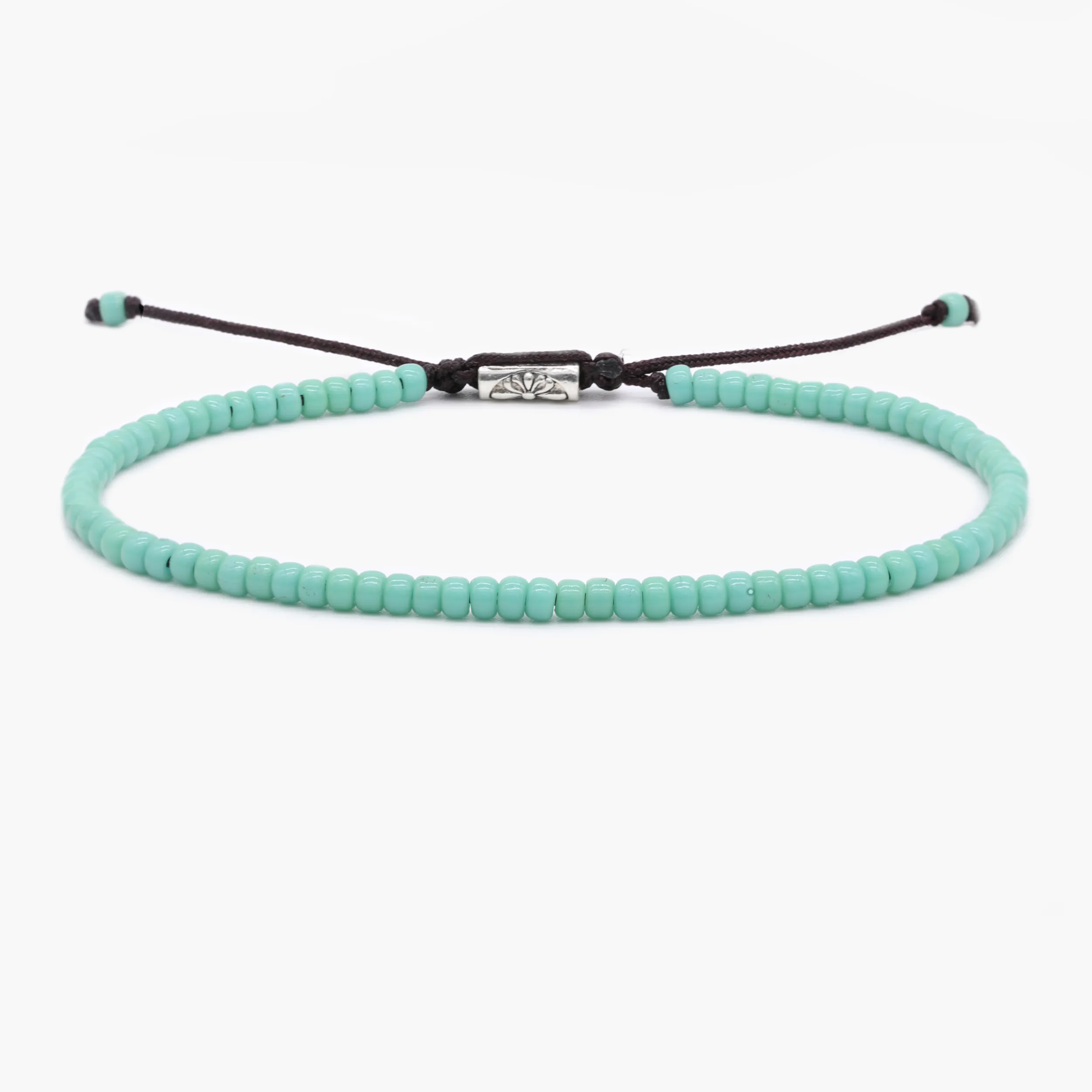 2mm Glass Beads Adjustable Bracelet (Turquoise)