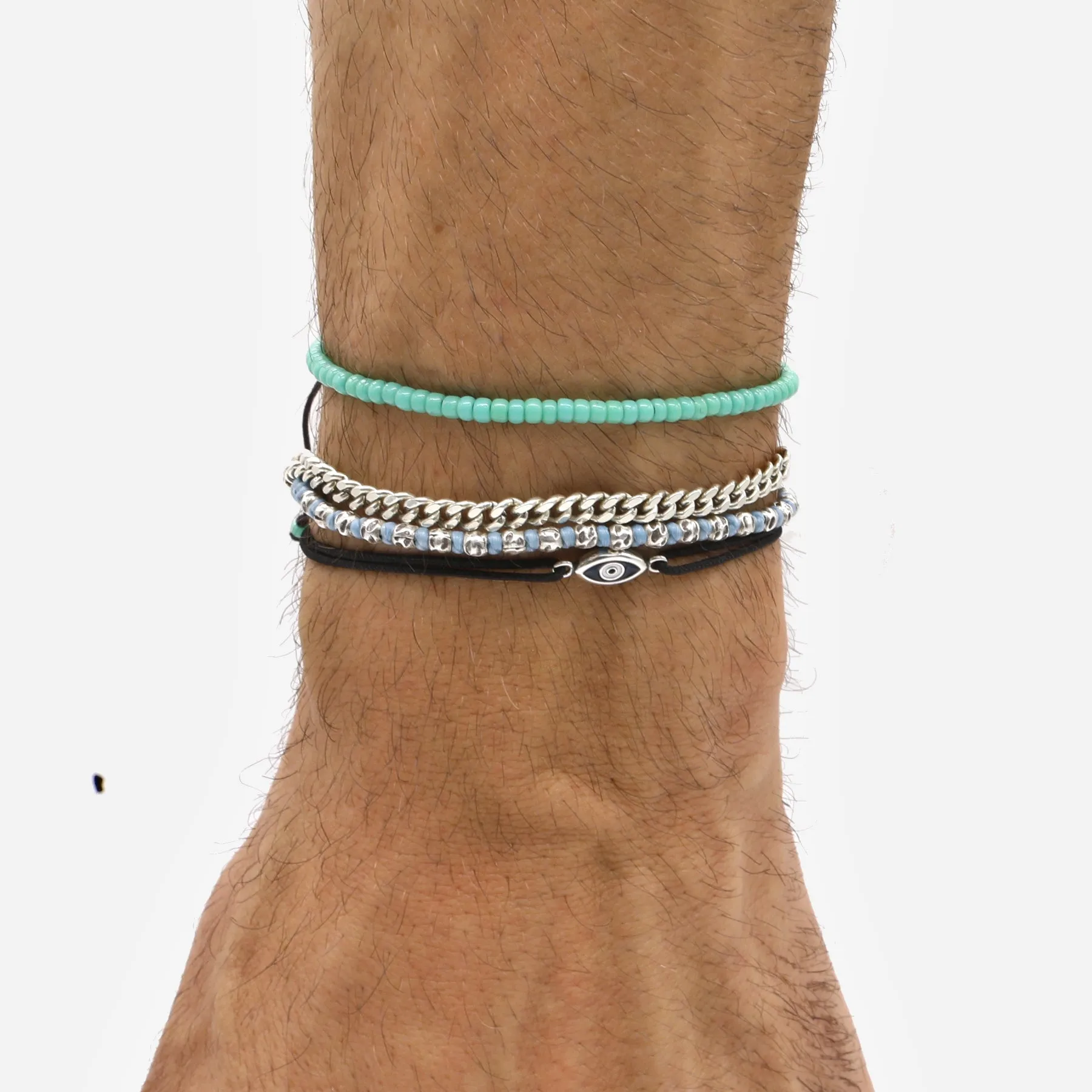 2mm Glass Beads Adjustable Bracelet (Turquoise)