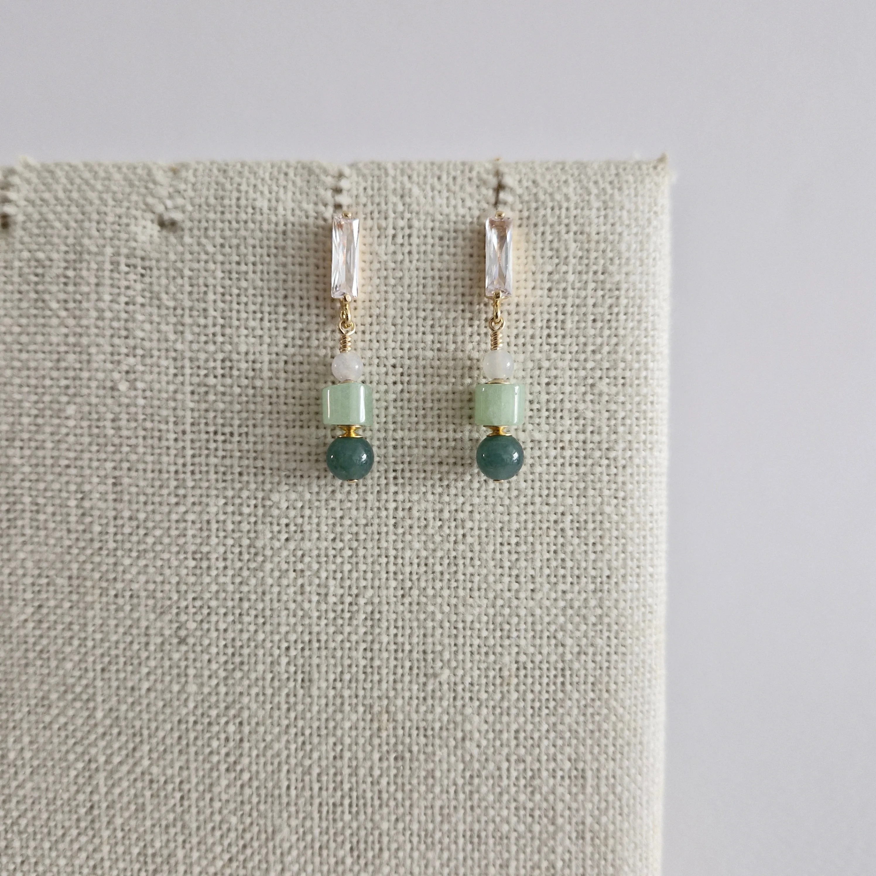 3 Jade Earrings | 18k Gold-plated