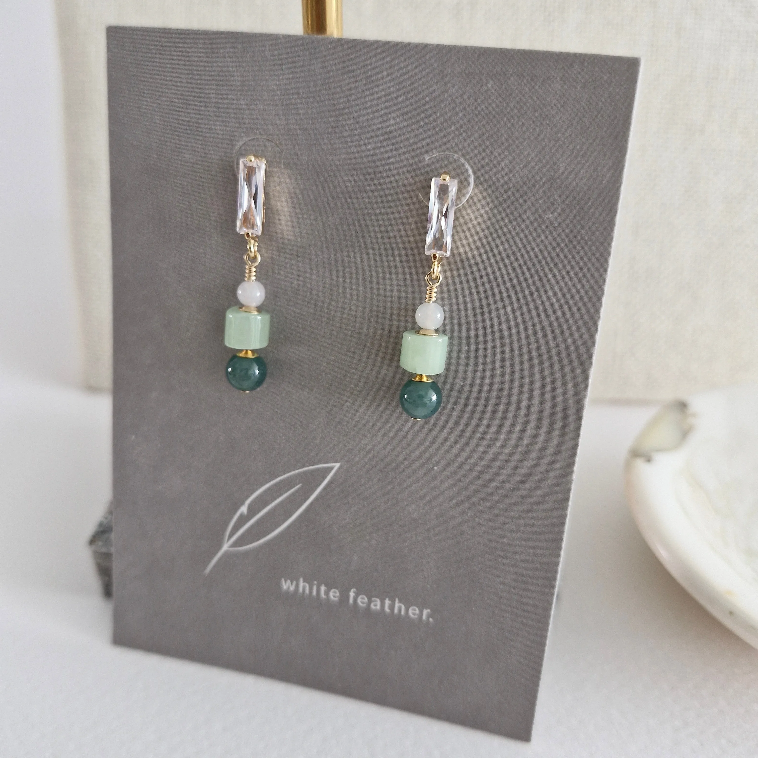 3 Jade Earrings | 18k Gold-plated