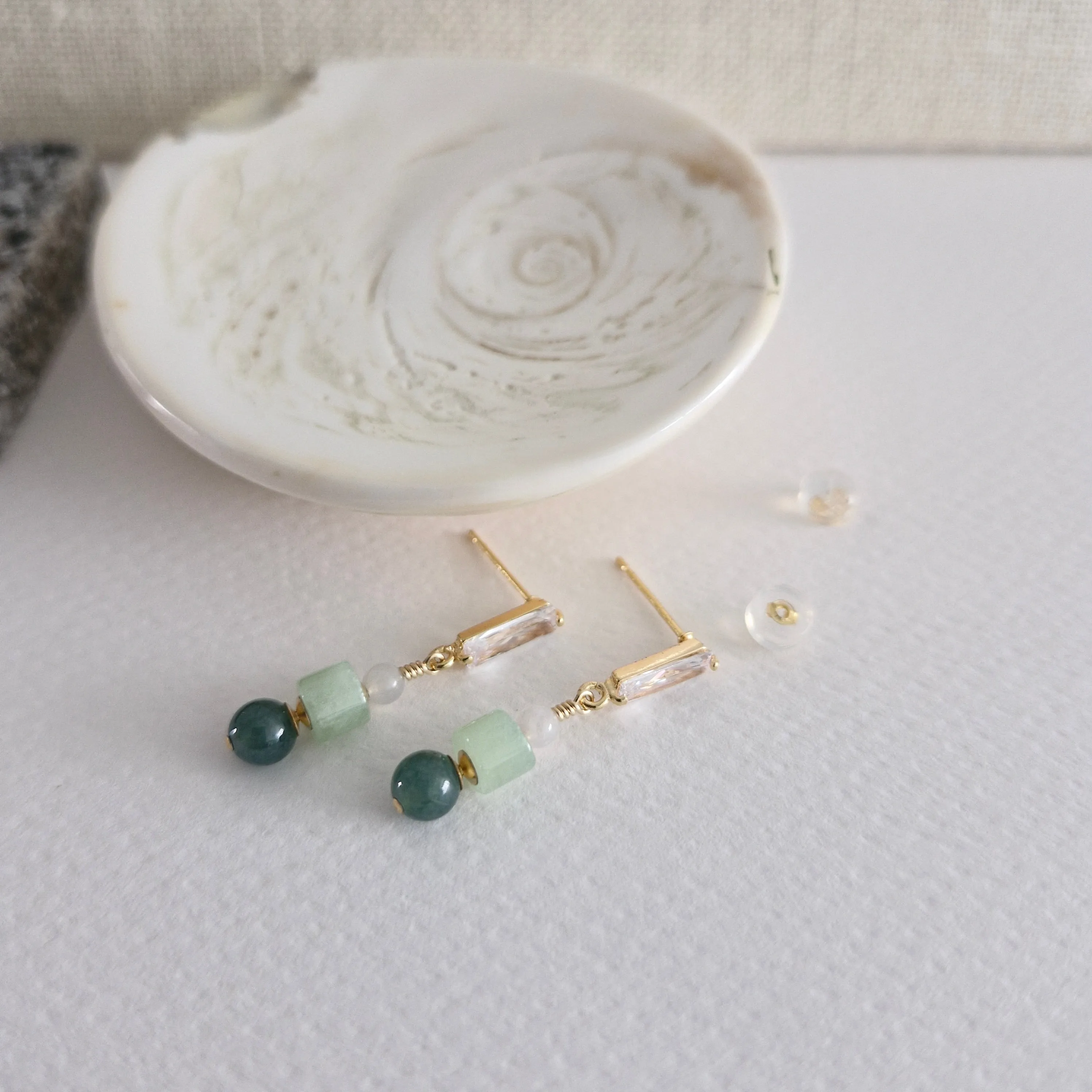 3 Jade Earrings | 18k Gold-plated