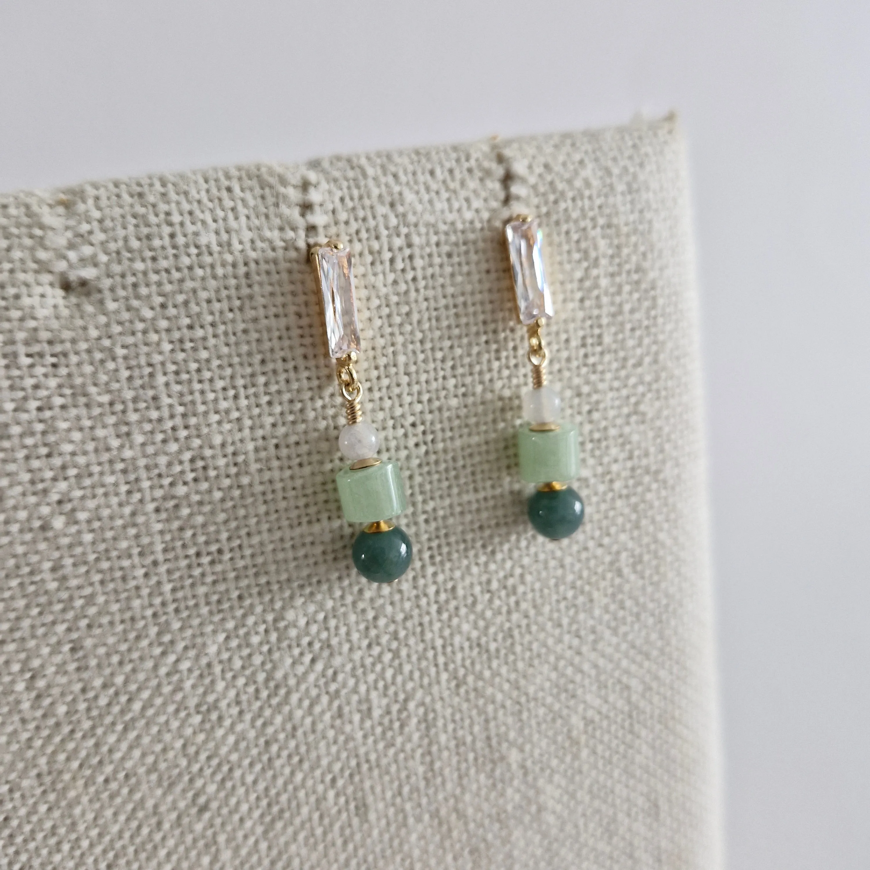 3 Jade Earrings | 18k Gold-plated