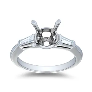 .30ctw Three Stone Semi Mount Platinum Engagement Ring