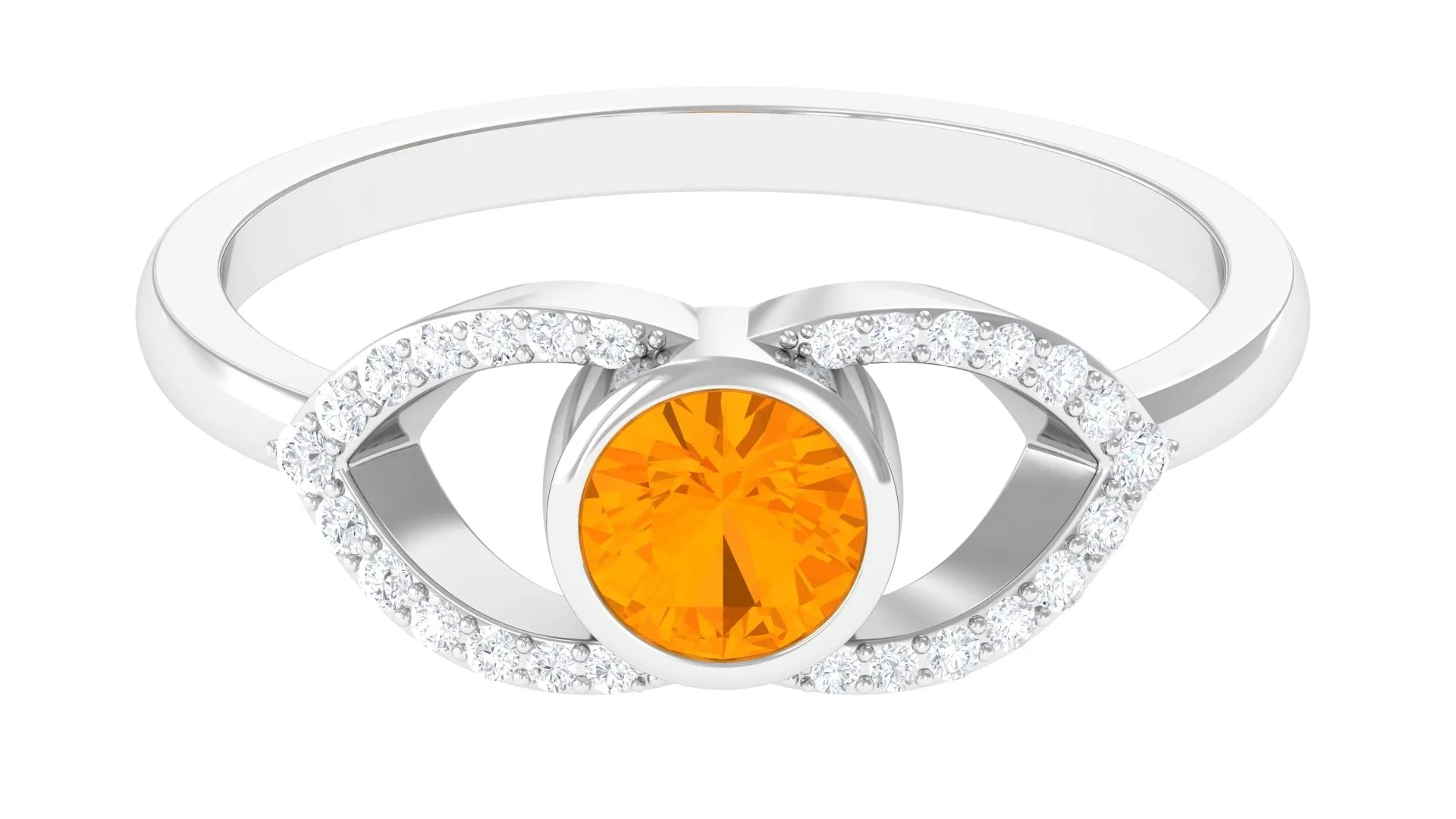 3/4 Ct Fire Opal and Diamond Split Shank Engagement Ring