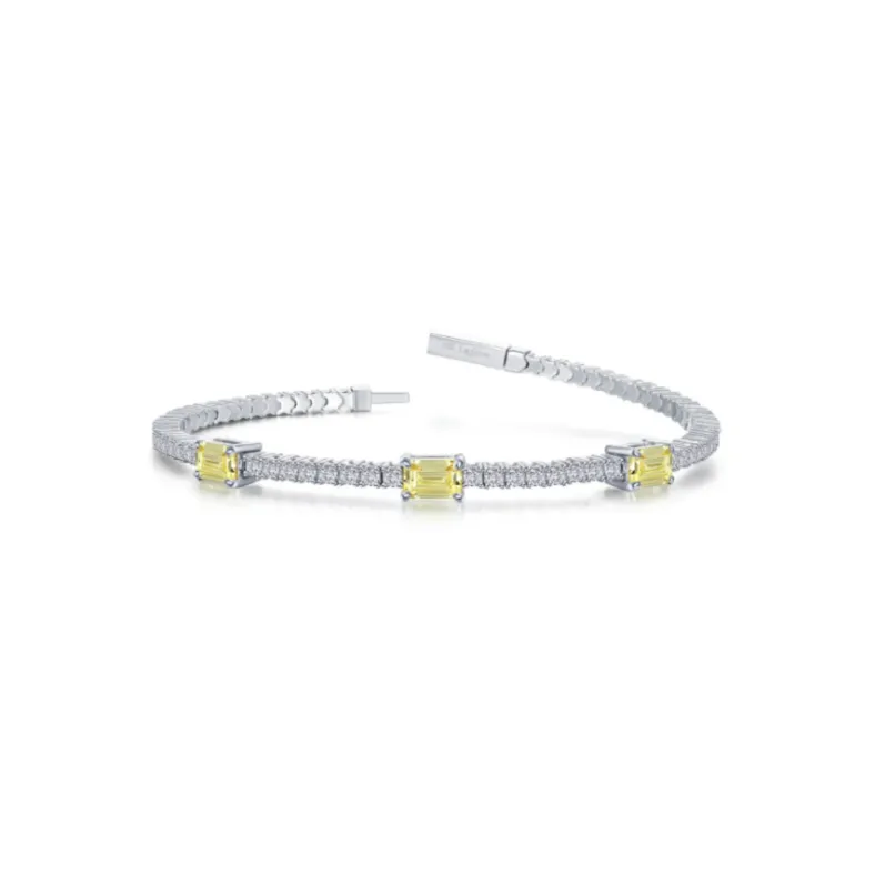 3.90 CTW Station Flexible Canary Yellow Tennis Bracelet