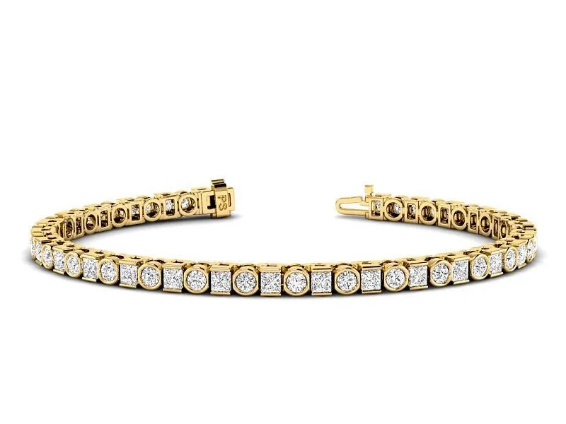 4.05-7.50 CT Princess & Round Cut Lab Grown Diamonds - Tennis Bracelet