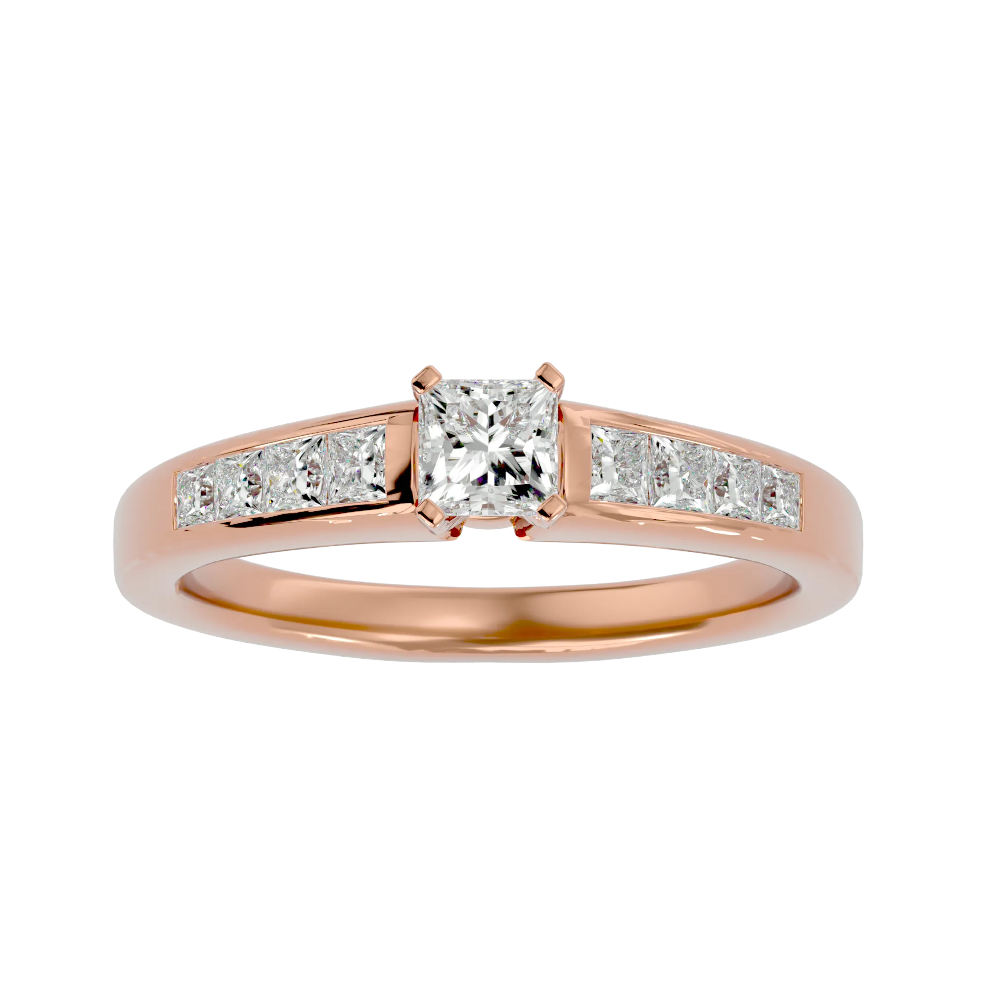 5/8 ctw Princess-Cut Lab Grown Diamond Side Stone Engagement Ring