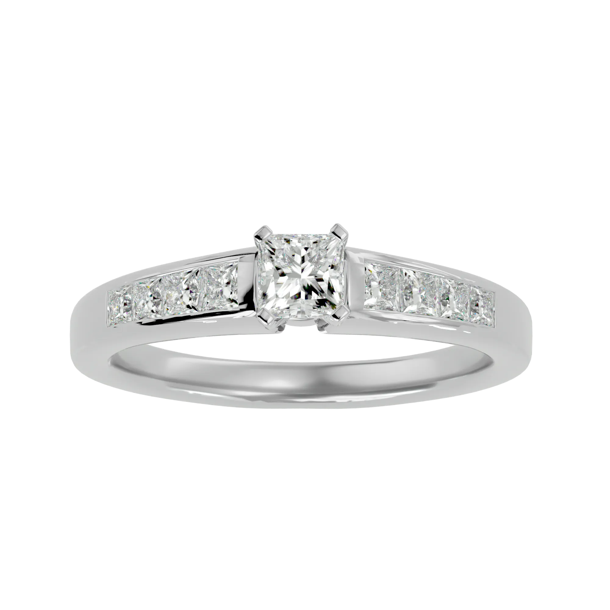 5/8 ctw Princess-Cut Lab Grown Diamond Side Stone Engagement Ring