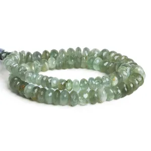 7-9mm Moss Aquamarine Faceted Rondelles 14 inch 85 beads