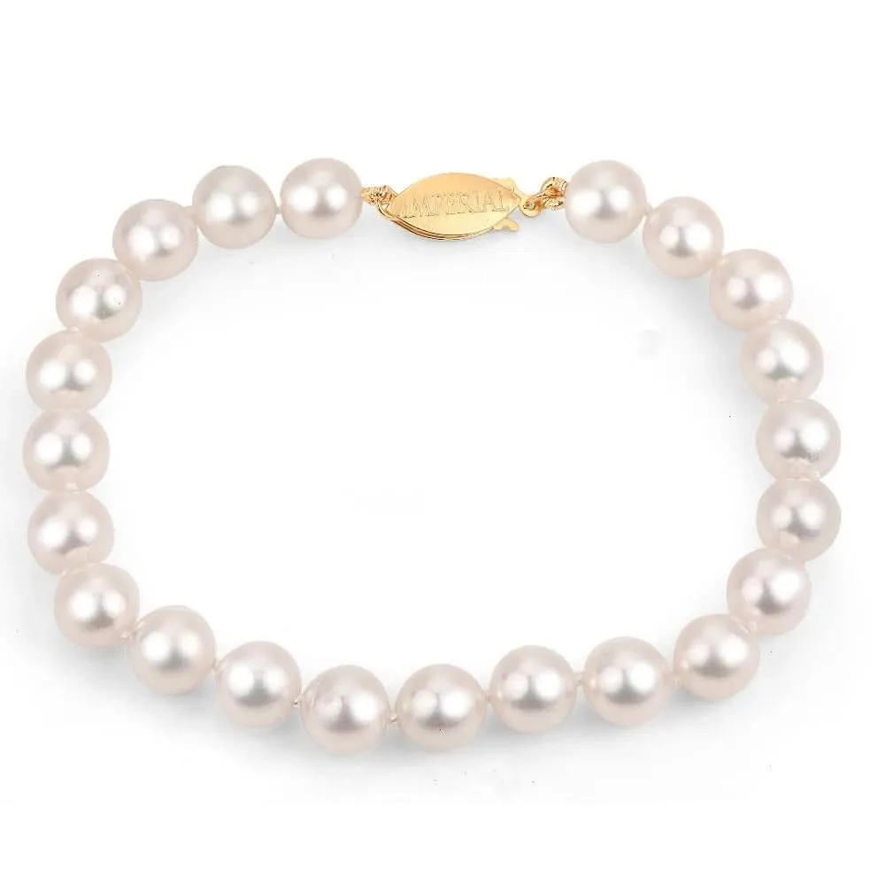 7 inch Cultured Akoya Pearl Bracelet with 14K yellow clasp