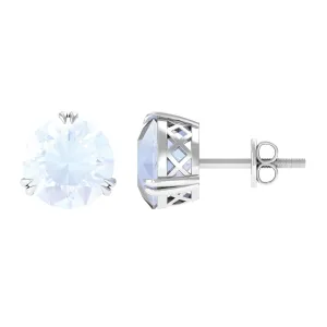 8 MM Moonstone Solitaire Stud Earrings in Double Prong Setting