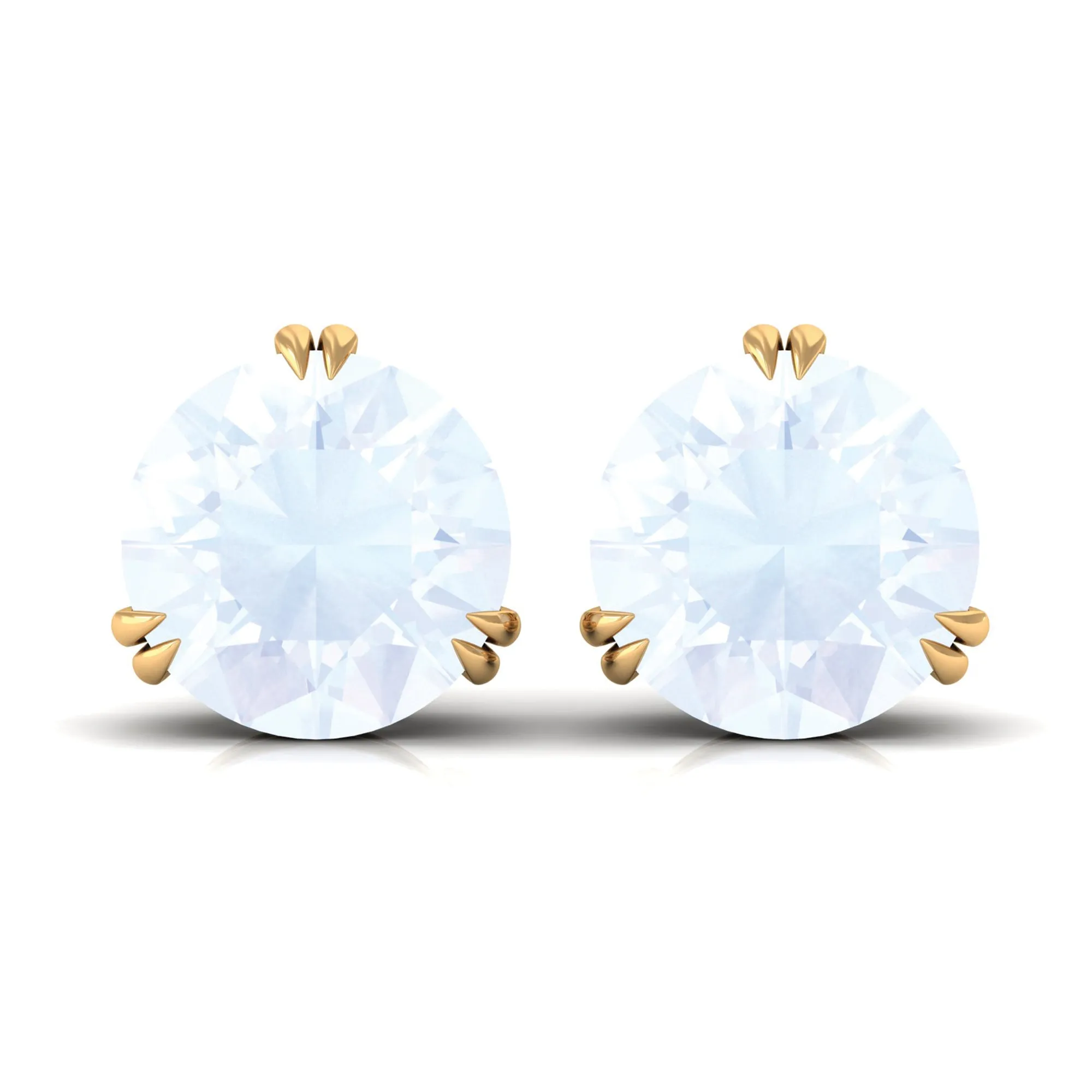 8 MM Moonstone Solitaire Stud Earrings in Double Prong Setting