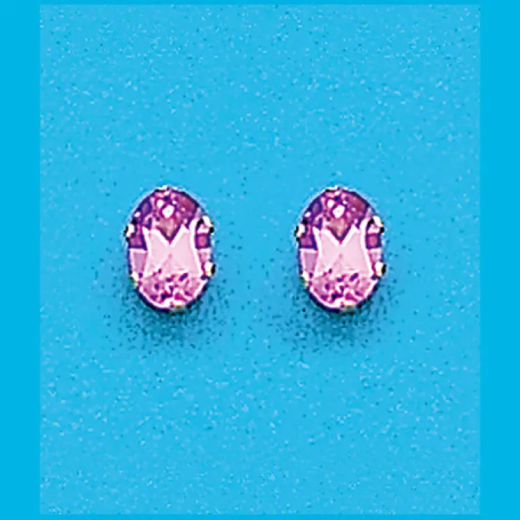 8X6 Oval Created Pink Sapphire Earrings