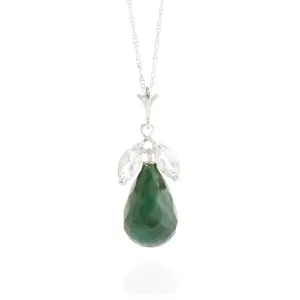 9.3 Carat 14K Solid White Gold Necklace Natural Emerald White Topaz