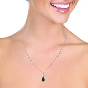 9.3 Carat 14K Solid White Gold Necklace Natural Emerald White Topaz