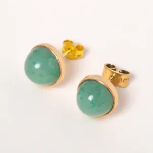 9ct Gold Bezel Set Jade Cabochon Stud Earrings