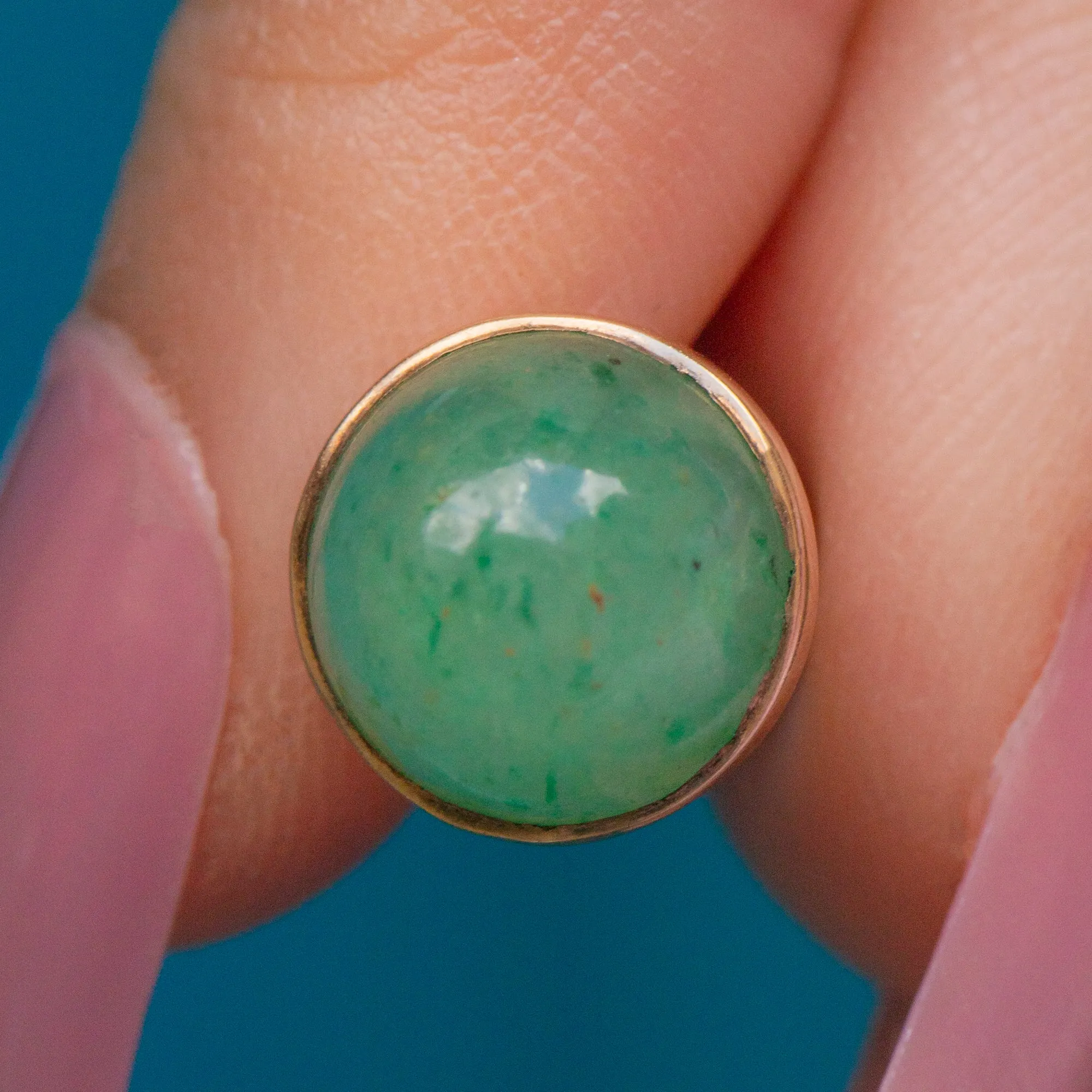9ct Gold Bezel Set Jade Cabochon Stud Earrings