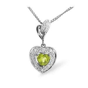 Acotis Diamonds 9K White Gold 0.05ct Diamond 0.47ct Peridot Pendant E2735