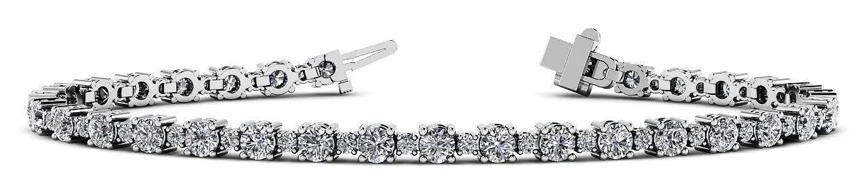 Alternating Diamond  Tennis Bracelet with 4.38 ct.(finished) 1.7mm, 3.1mm