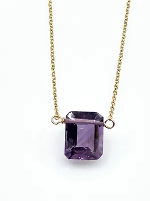 Amethyst Emerald Cut Necklace