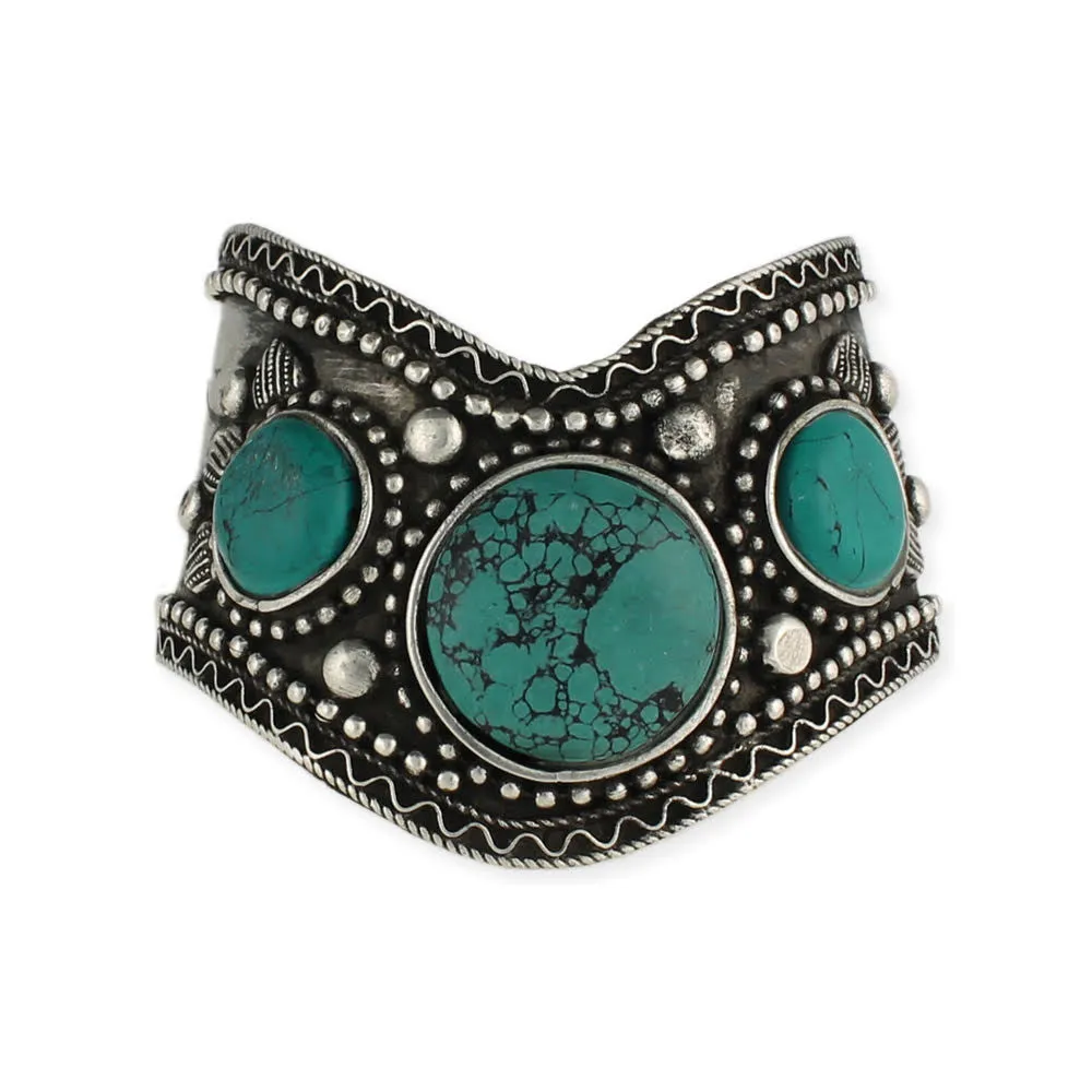 Antique Silver & Turquoise Cuff