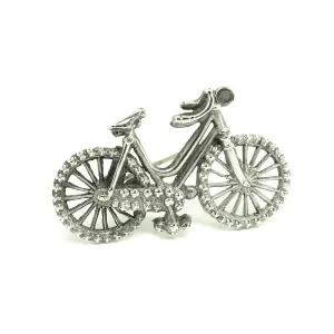 Antique Victorian 1897 Sterling Silver Bicycle Brooch