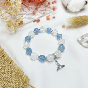 Aquamarine (Stainless Steel Tail Charm) Crystal Bracelet