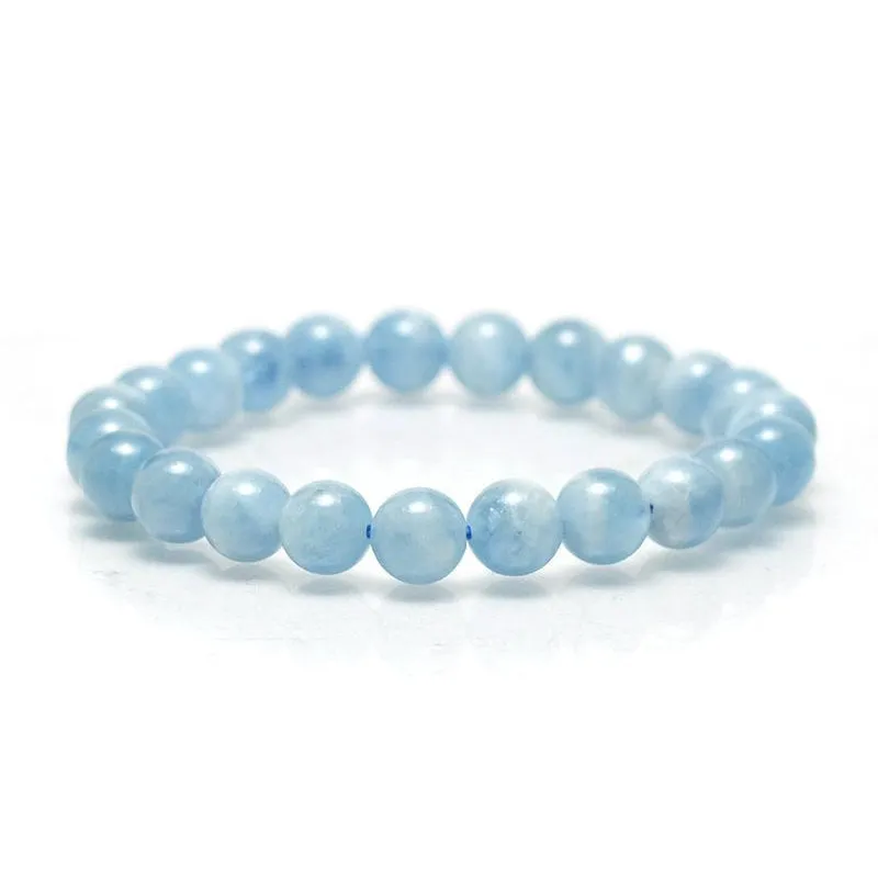 Aquamarine Stretch Bracelet 7mm,8mm,9mm,12mm,15mm