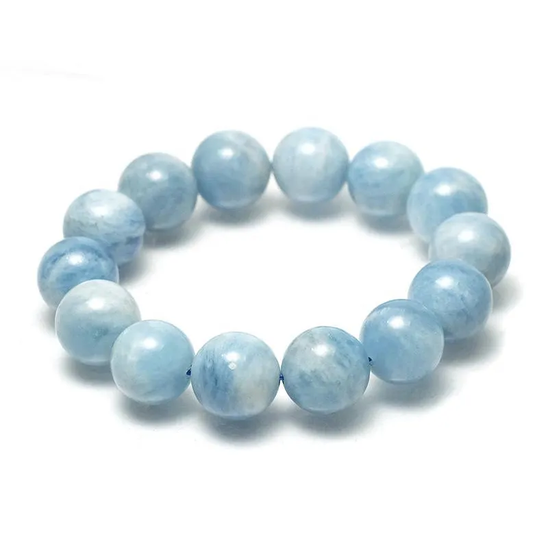 Aquamarine Stretch Bracelet 7mm,8mm,9mm,12mm,15mm