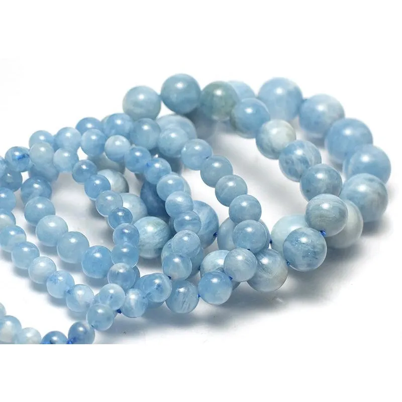 Aquamarine Stretch Bracelet 7mm,8mm,9mm,12mm,15mm