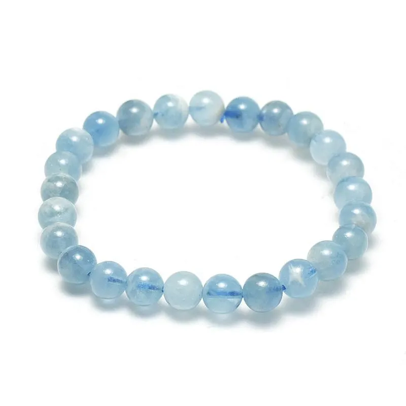 Aquamarine Stretch Bracelet 7mm,8mm,9mm,12mm,15mm