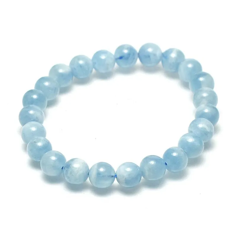 Aquamarine Stretch Bracelet 7mm,8mm,9mm,12mm,15mm