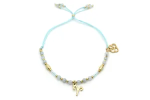 Aries Zodiac Gemstone Gold Bracelet