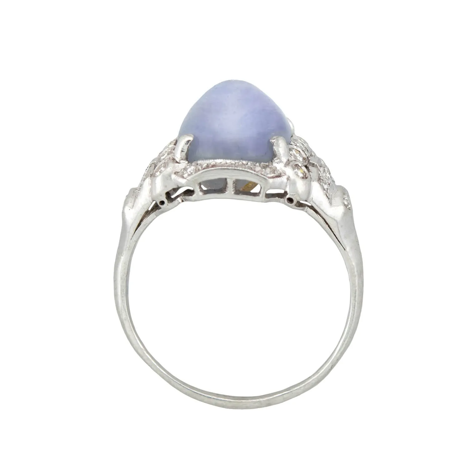 Art Deco Platinum 3.0ct Star Sapphire Cabochon   Diamond Ring