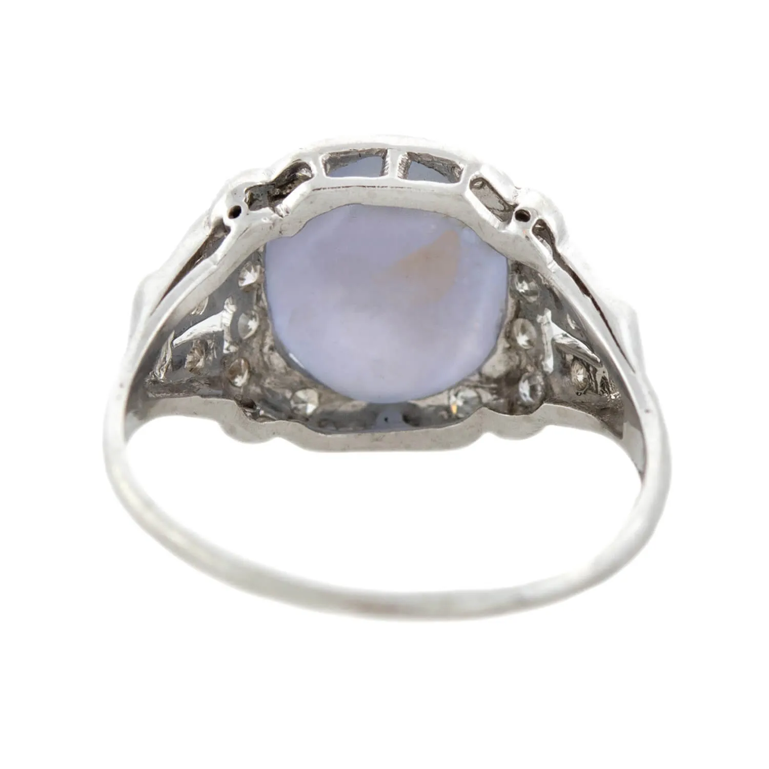 Art Deco Platinum 3.0ct Star Sapphire Cabochon   Diamond Ring