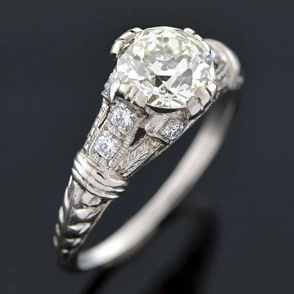 Art Deco Platinum Diamond Engagement Ring 1.16ct