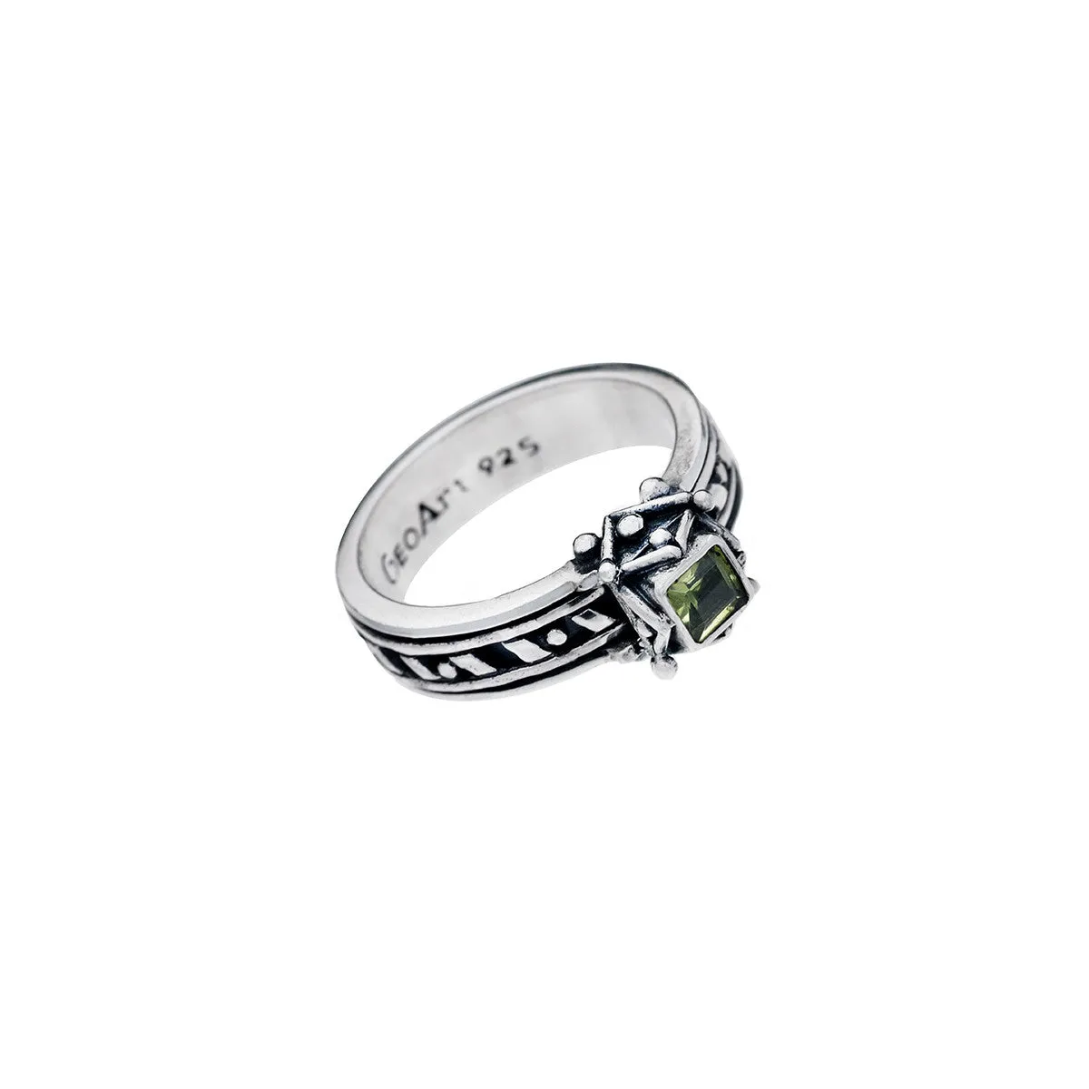 Art Deco Sterling Silver And Peridot Spinner Ring