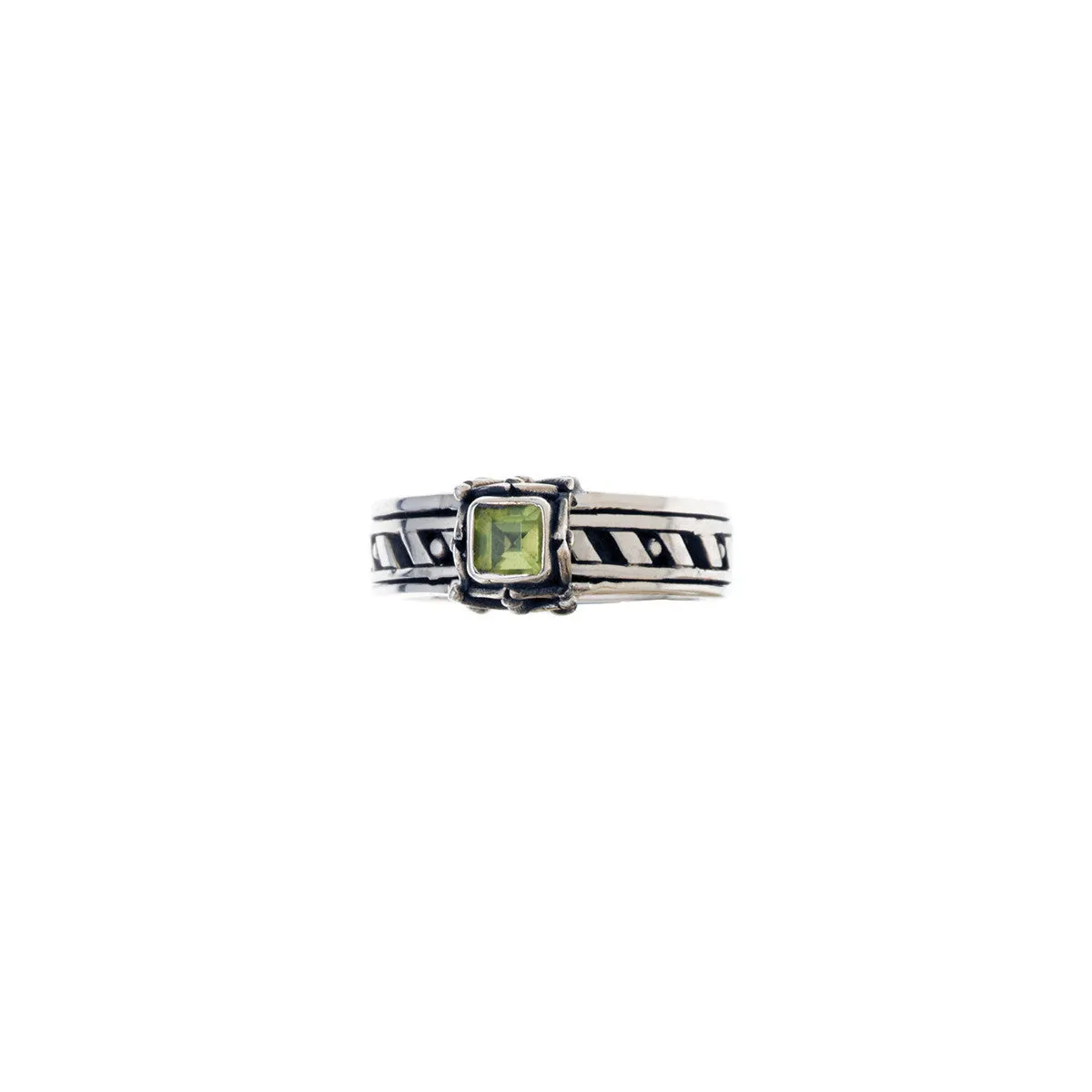 Art Deco Sterling Silver And Peridot Spinner Ring