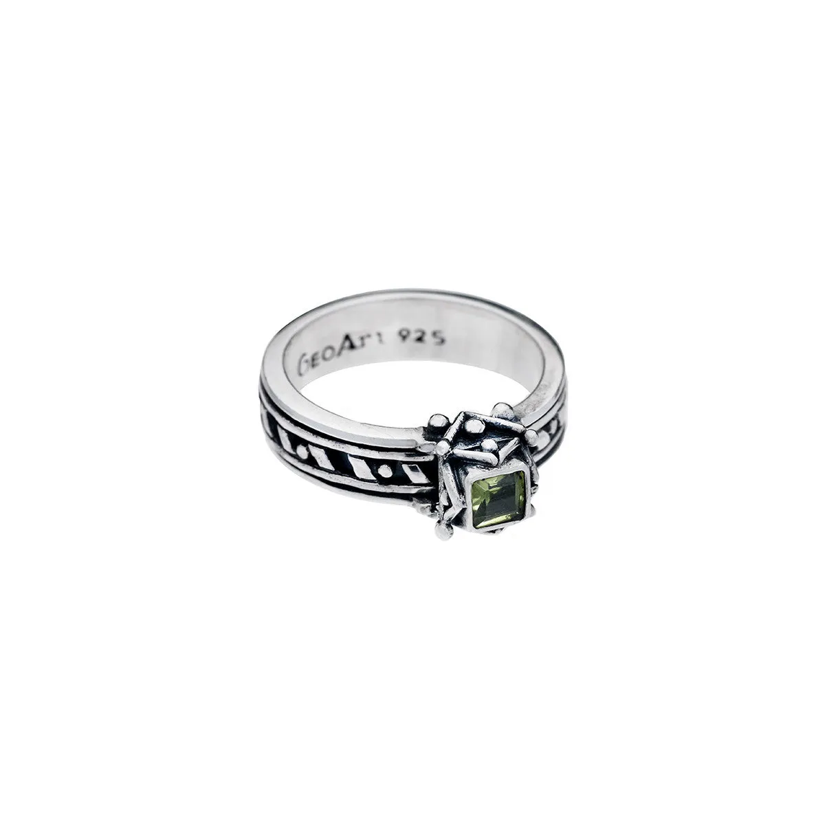 Art Deco Sterling Silver And Peridot Spinner Ring