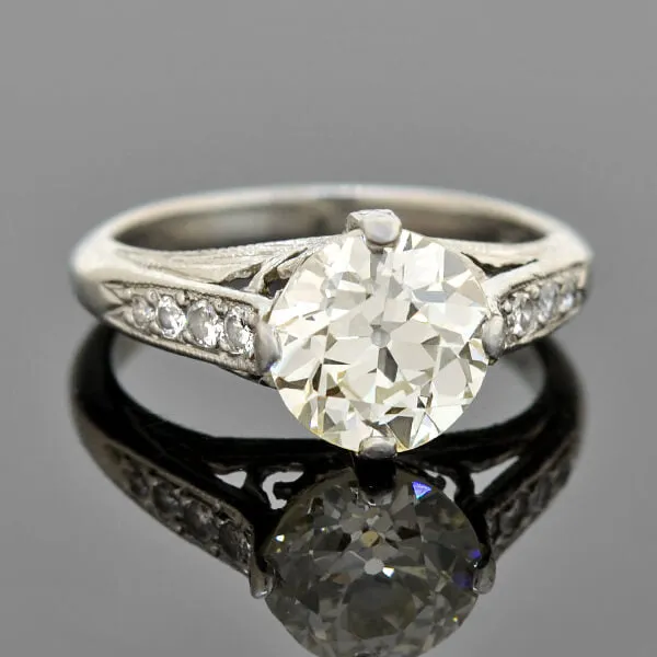 Art Deco Style Platinum Diamond Engagement Ring 1.85ct