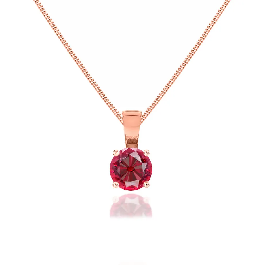 AURORA - Round Ruby 18k Rose Gold Solitaire Pendant