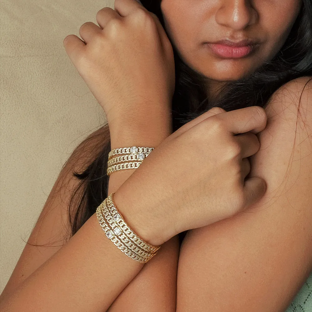 Baguette Diamond Chain Cuff Bangle