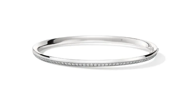 Barre 0.60-0.70Ct Diamond GH/VS Pave Bangle in 18K White Gold