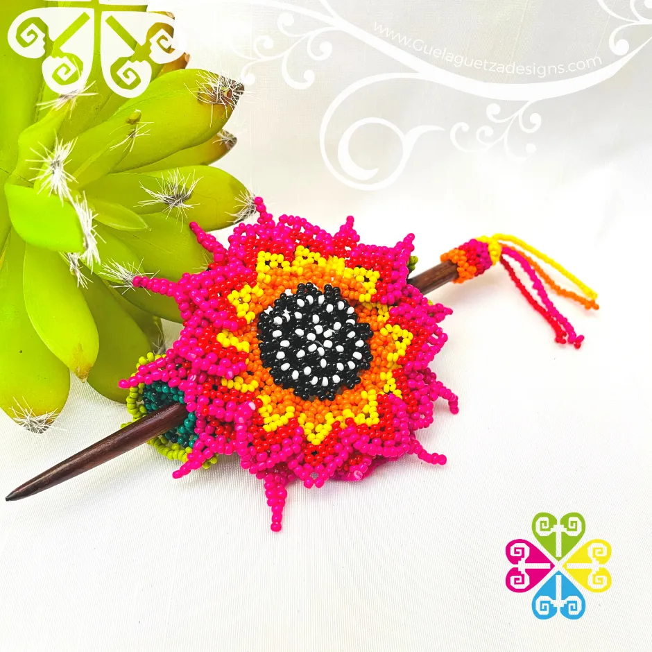 Beaded Dahlia Hair Brooch