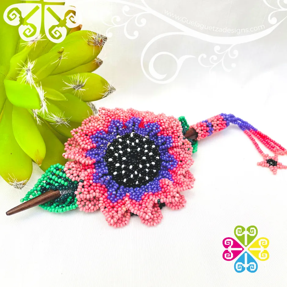 Beaded Dahlia Hair Brooch