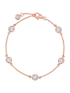 Bezel Set Station Bracelet Finished in 18kt Rose Gold - 4mm