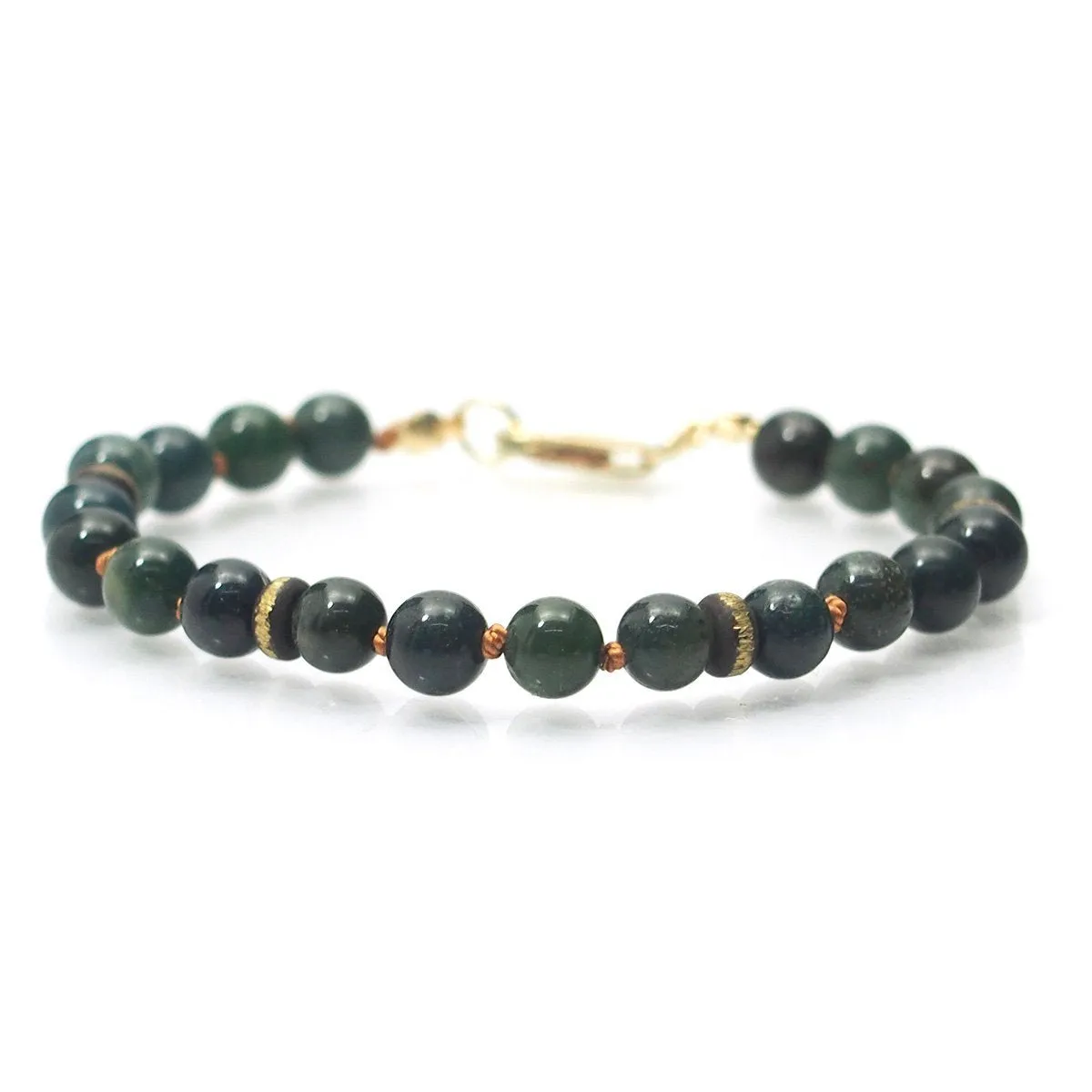 Bloodstone Smooth Rounds Bracelet with Gold Filled Lobster Claw Clasp