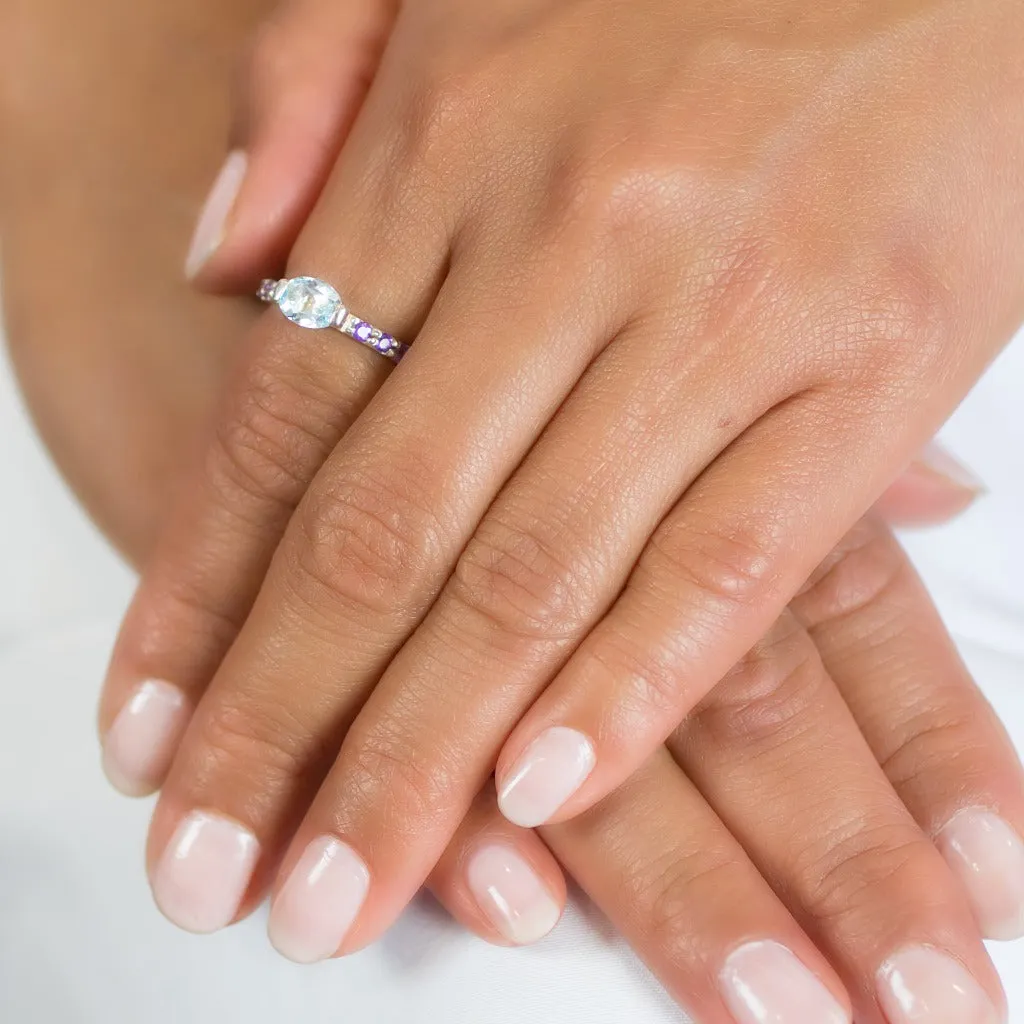 Blue Topaz and Amethyst Ring