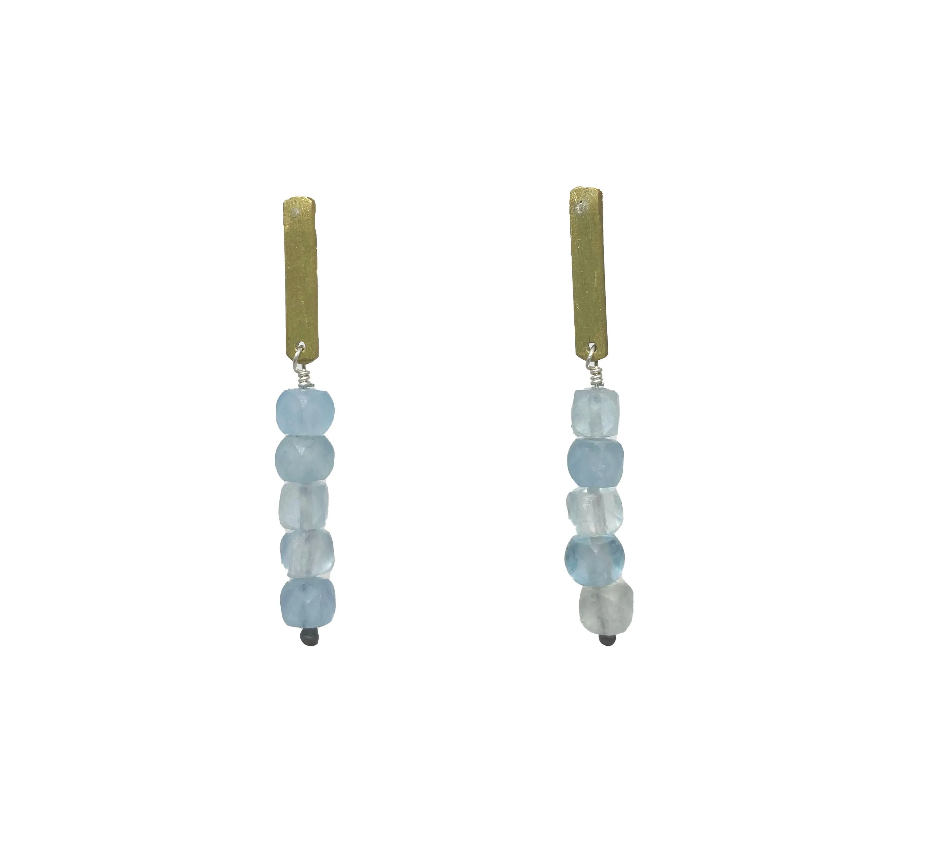 Brass & Stone Bead Post Earrings by Eric Silva