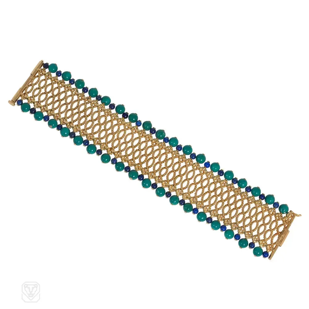 Bulgari Mid-Century gold, turquoise, and lapis bracelet